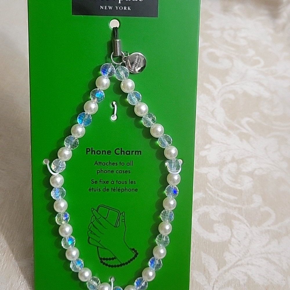 KATE SPADE BLUE and WHITE PHONE CHARM